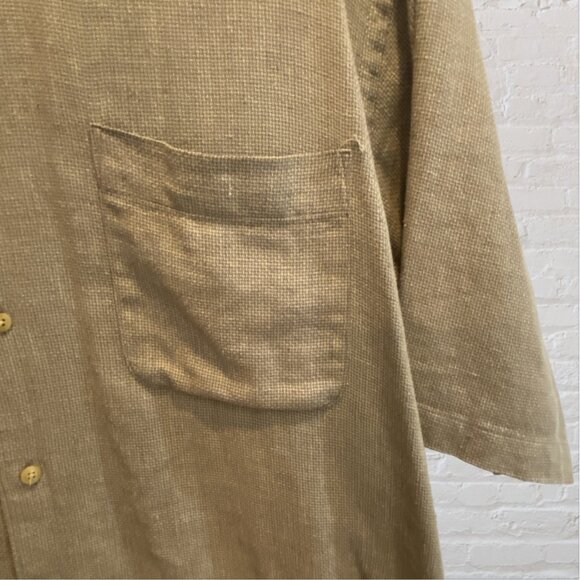NAUTICA -- Men's Shirt, Linen, Short Sleeved Button Down, Collar, Beige, Pocket - Picture 5 of 9